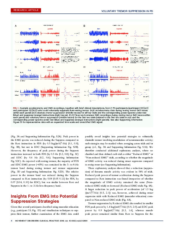 Download Volitional suppression of parkinsonian resting tremor.